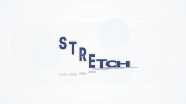Animated word stretch with letters jumping on a clean white background