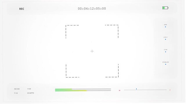 Digital camera viewfinder interface display with recording parameters