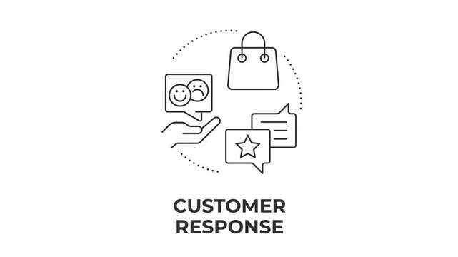 Customer response line concept icon animation. Consumer tracking metrics. Buyer experiences and shopping satisfaction. Animated outline round motion graphic. Minimal HD video with alpha channel