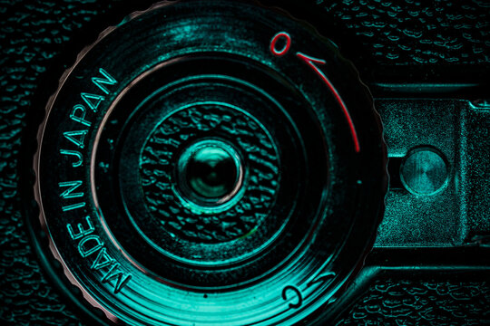 Closeup of antique camera