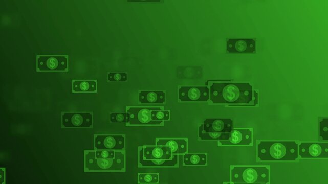 Abstract background with floating dollar bills money finance wealth and digital payment concept animation