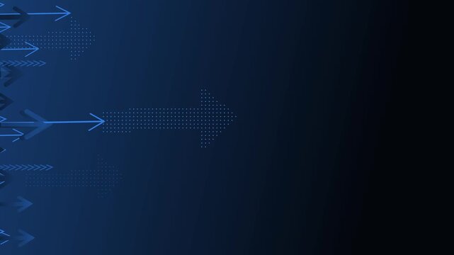Abstract background with multiple arrows pointing right showing movement progress direction and speed animation