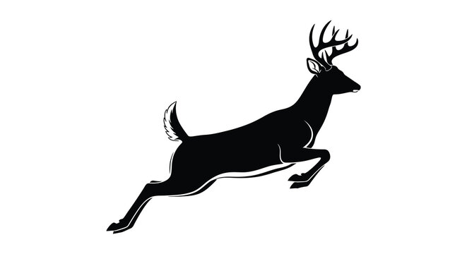 Running deer silhouette against a white background graphic illustration