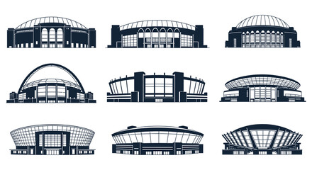 Stadium Silhouettes Collection Black And White Architectural Shapes © Foaje512
