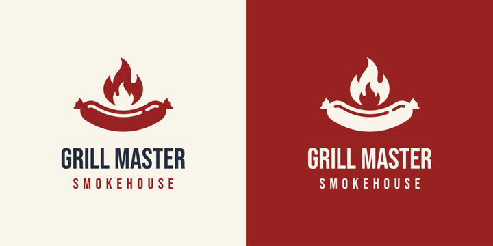 Barbecue sausage vector logo design with a modern, simple, clean, and abstract style. Icon for businesses, restaurants, and personal branding.