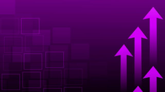 Abstract background with rising arrows and square patterns, symbolizing growth progress success and business increase animation