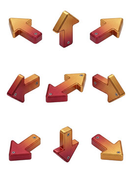Metallic Red and Gold 3D Arrows Set with Screws 