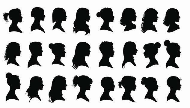 silhouette human head and shoulders avatar symbols. User profile icon set, male female people icons, anonymous human portraits, social media account
