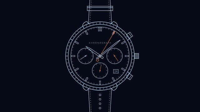 Chronograph Watch Wireframe Animation