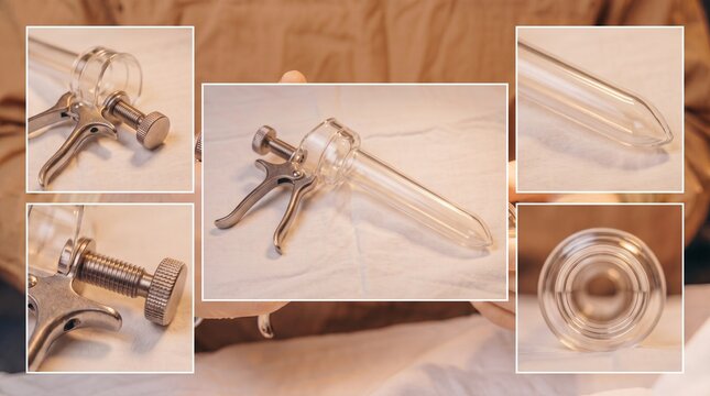 Set of different sized medical anuscopes and speculums, industrial proctology equipment for clinical use