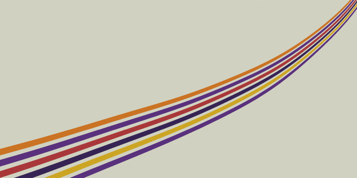 Vektor abstrak berwarna-warni. Vintage retro wallpaper dengan garis-garis pelangi dan garis bergelombang. Sebuah ilustrasi warna 1970 yang cocok untuk poster.