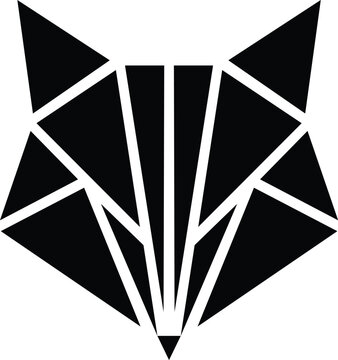 Geometric fox head logo vector illustration with abstract low poly triangles