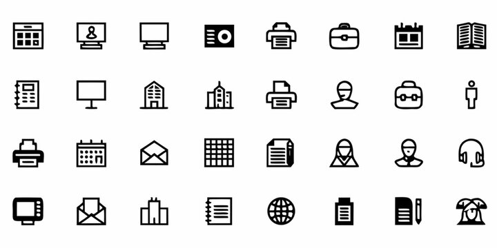 Business Communication Icons Collection Flat Style On White Background