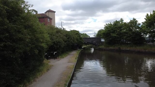 Beautiful Aerial View of Nuneaton Canal, England