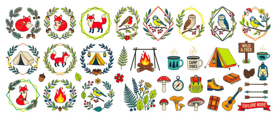 Whimsical Woodland Creatures and Camping Elements Collection © Jarwo