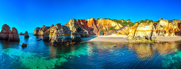 Obraz premium Panoramic view of Camilo Beach in Lagos, Algarve, Portugal