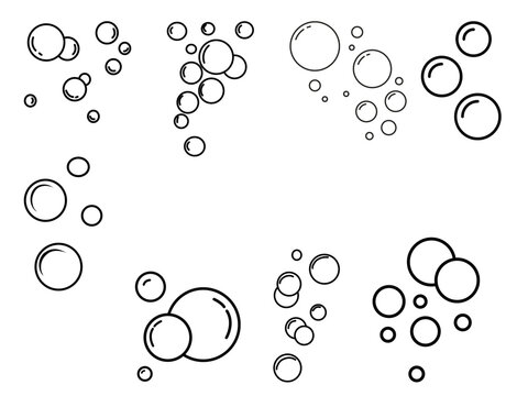 Set of Soap Bubbles Outlines Vector Line Art Icons Isolated on White Background