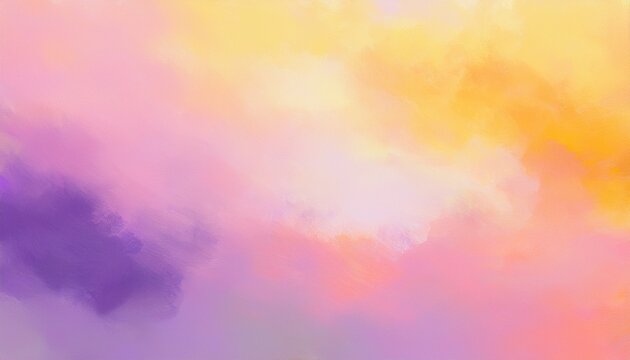 abstract painting in a background banner wallpaper format with pastel violet pink yellow and orange