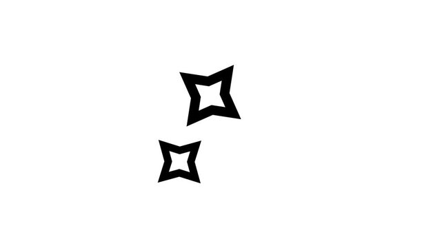 Two minimalist black four-pointed sparkle star icons are displayed on a clean white background, arranged diagonally with one larger star in the upper right and a smaller star in the lower left.