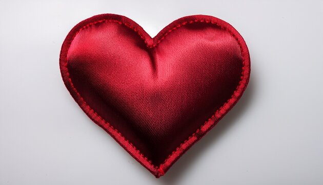red embroidered heart patch isolated on black background on white background isolated on white