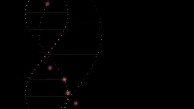 Glowing red dots arranged in a double helix structure against a black background