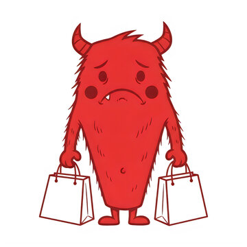 Red devil mascot character with pitchfork