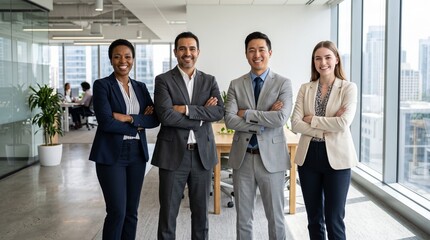 Obraz premium business people standing in front of building