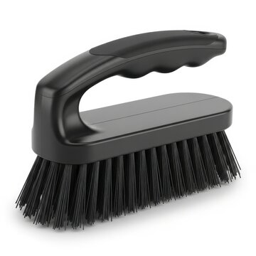 Black Hand Scrub Brush Cleaning Tool Isolated on White