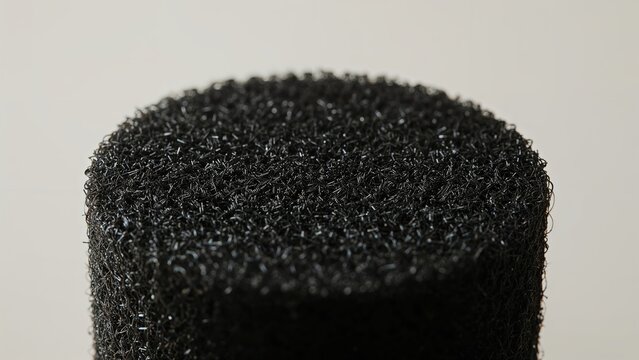 Close-up of a black, textured foam or sponge with the label 1501.