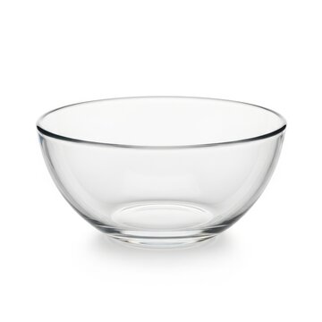 Transparent Glass Mixing Bowl Isolated on White Background