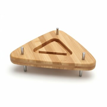 Triangular Wooden Corner Shower Shelf Isolated on White Background