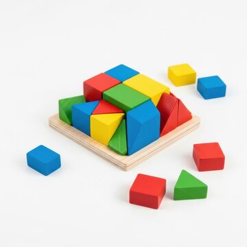 Colorful Wooden Shape Sorting Blocks Toy Isolated on White Background