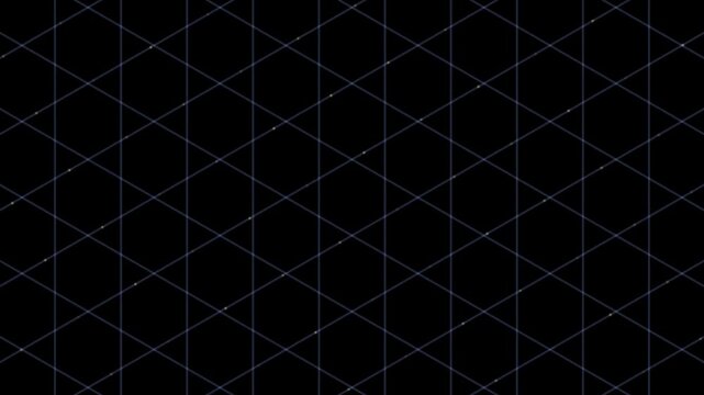 Black background featuring a triangular grid pattern with glowing lines and scattered bright dots resembling stars in space.