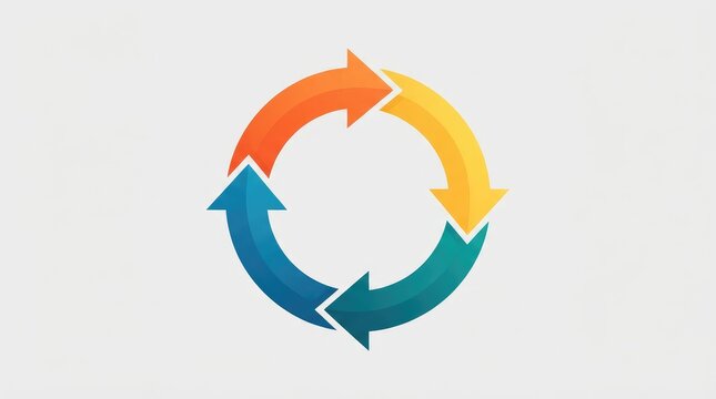 Modern circular process flow arrows in gradient colors for business presentation with three dimensional circular flow diagram smooth gradient arrows vibrant teal