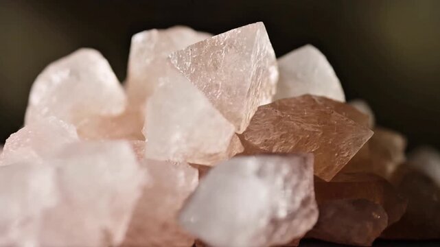 Extreme Macro of Natural Pink Sea Salt Crystals with Sparkling Texture