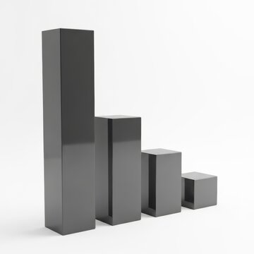 Minimal Gray Bar Chart Business Growth Graph Isolated on White Background