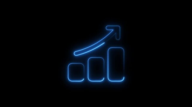 Neon business graph animation increased. Abstract neon line business graph animation. Abstract business growth and start up business concept ,growth concept royal neon line