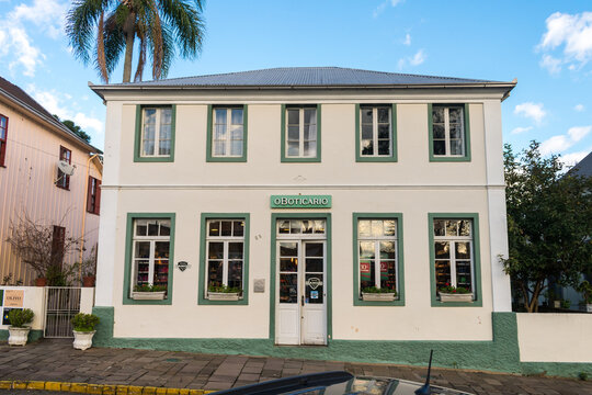 Antonio Prado, Brazil - July 24th 2025: Colonial house fa&ccedil;ade in Ant&ocirc;nio Prado, Rio Grande do Sul, Brazil - Italian heritage and traditional architecture.