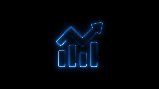 Neon business graph animation increased. Abstract neon line business graph animation. Abstract business growth and start up business concept ,growth concept royal neon line