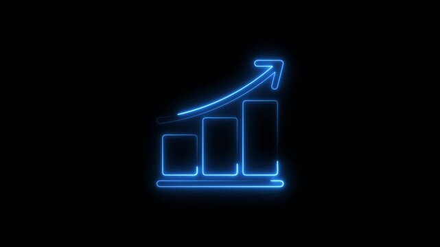 Neon business graph animation increased. Abstract neon line business graph animation. Abstract business growth and start up business concept ,growth concept royal neon line