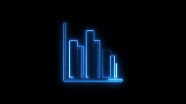 Neon business graph chart icon animation background. Neon business growth concept. Glowing neon business graph chart icon animation background