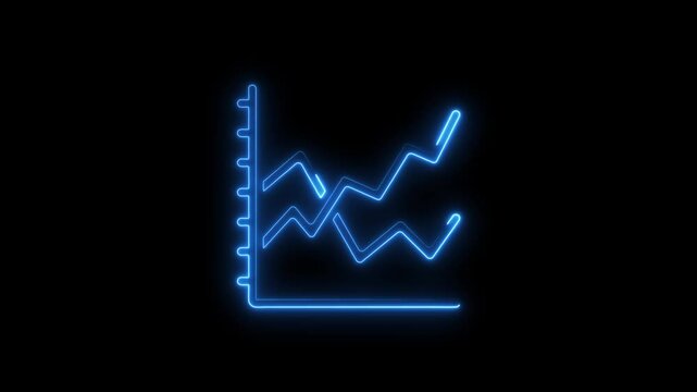 neon arrow up business graph icon animation. business chart growth concept.
