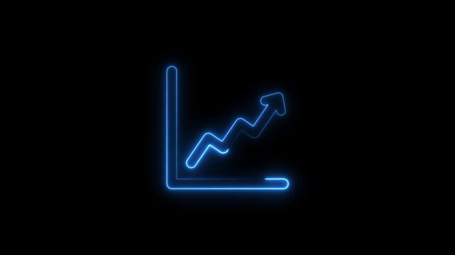 neon arrow up business graph icon animation. business chart growth concept.