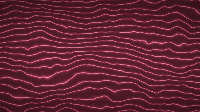 Glowing pink wavy lines undulate across a dark background creating a flowing abstract design.