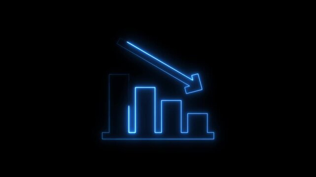 neon line business graph icon animation Neon business graph chart icon animation on isolated black background. Neon business growth idea animated