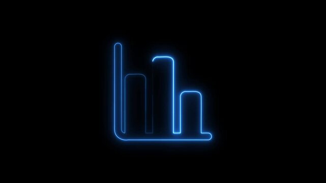 Neon business graph chart icon animation background. Neon business growth concept. Glowing neon business graph chart icon animation background
