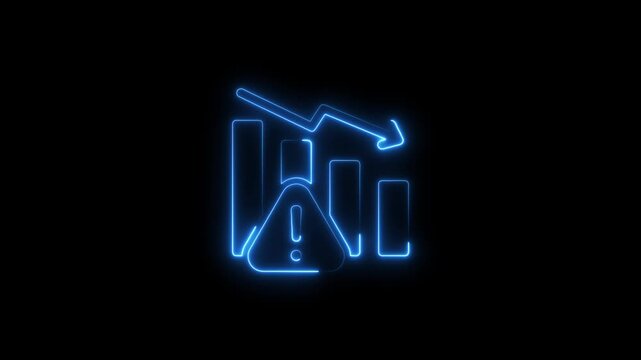 neon line business graph icon animation Neon business graph chart icon animation on isolated black background. Neon business growth idea animated