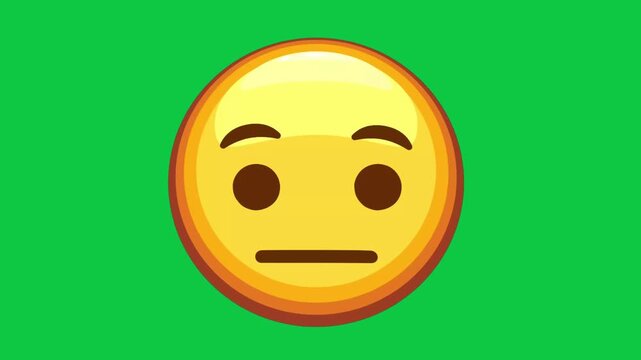 Unimpressed emoji animation skeptical face on green background unamused yellow emoticon for reactions