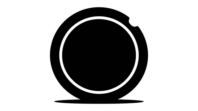 Circle emblem with a notch represents a simple minimalist icon for modern digital interfaces.