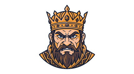 Obraz premium Fierce King Portrait with Golden Crown and Ornate Robes - Illustration